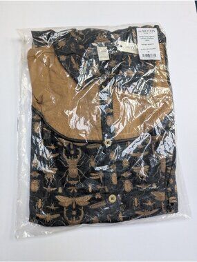 Kate Quinn Modal Beluga Insects Cowboy Button Down Shirt Medium Bugs Gold
